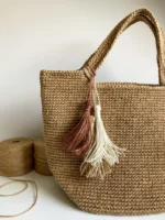 JUTE BAG LARGE CROCHET TOTE BEACH BAG - Image 2