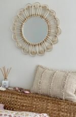 Wall mirror round Rattan Peacock - Image 4