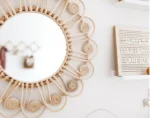 Wall mirror round Rattan Peacock - Image 3