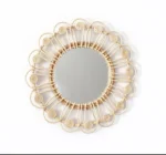 Wall mirror round Rattan Peacock