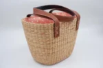 Straw handbag leather handles - Image 5