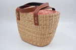 Straw handbag leather handles - Image 4