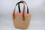 Straw handbag leather handles - Image 2